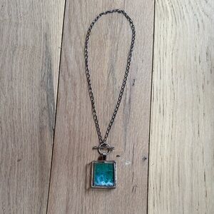 Handcrafted sterling silver chrysocolla pendant  necklace - Jewelry